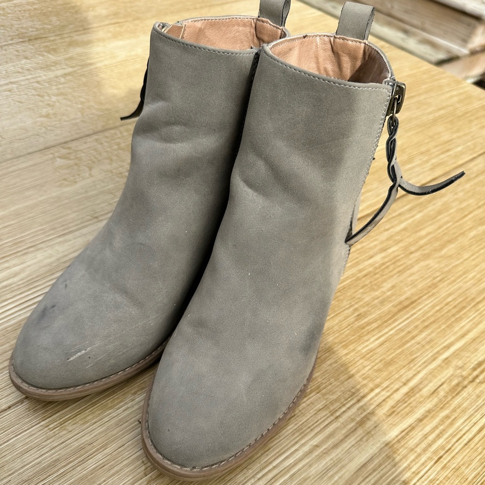 Gray Suede Ankle Boots